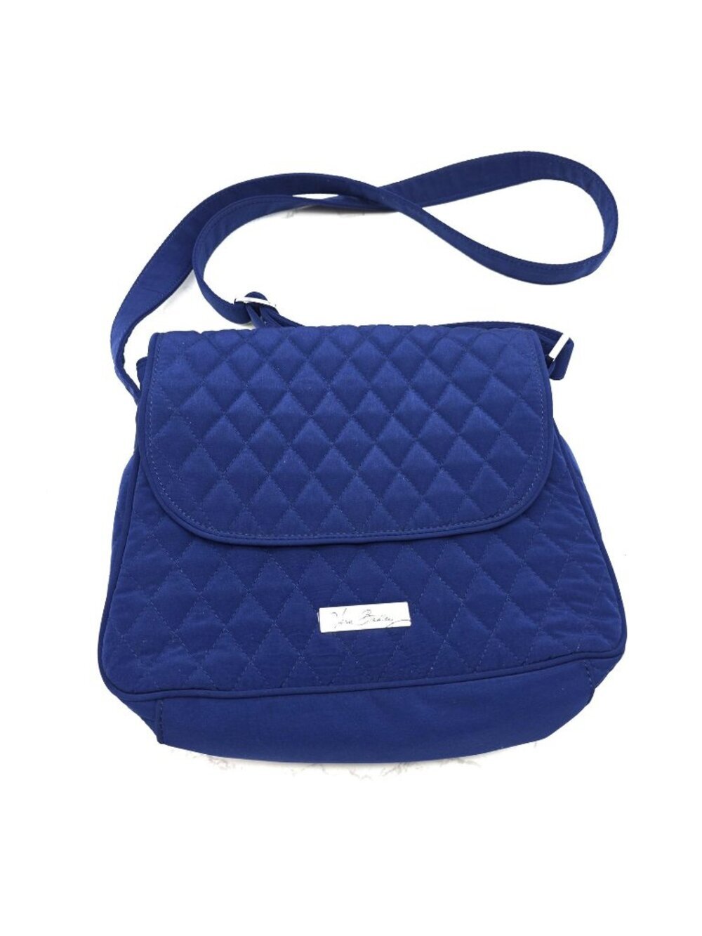 Vera Bradley Crossbody Bag Womens Navy Blue Quilted Purse Floral Lined Office